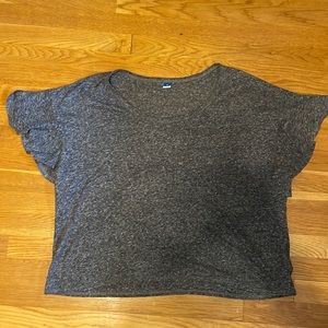 Old Navy Womens XL Gray Blouse Frill Sleeves